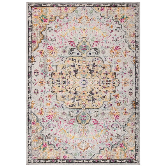 SAFAVIEH Madison Joandra Vintage Floral Area Rug, Grey/Gold, 3' x 5'