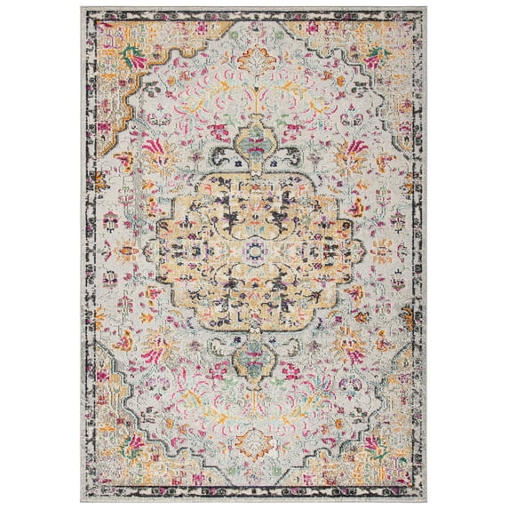 SAFAVIEH Madison Joandra Vintage Floral Area Rug, Grey/Gold, 4' x 6'