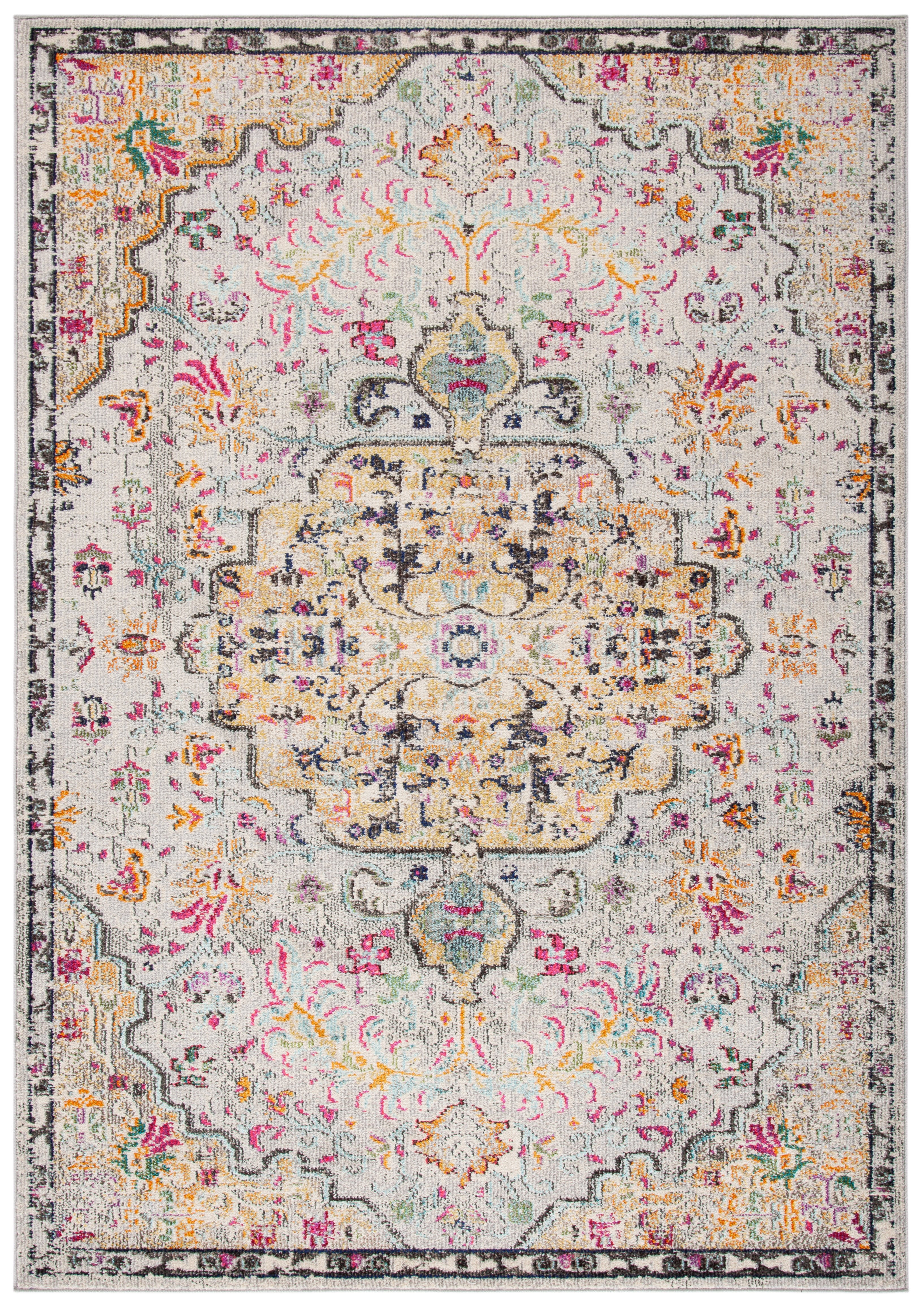 SAFAVIEH Madison Joandra Vintage Floral Area Rug, Grey/Gold, 5'3