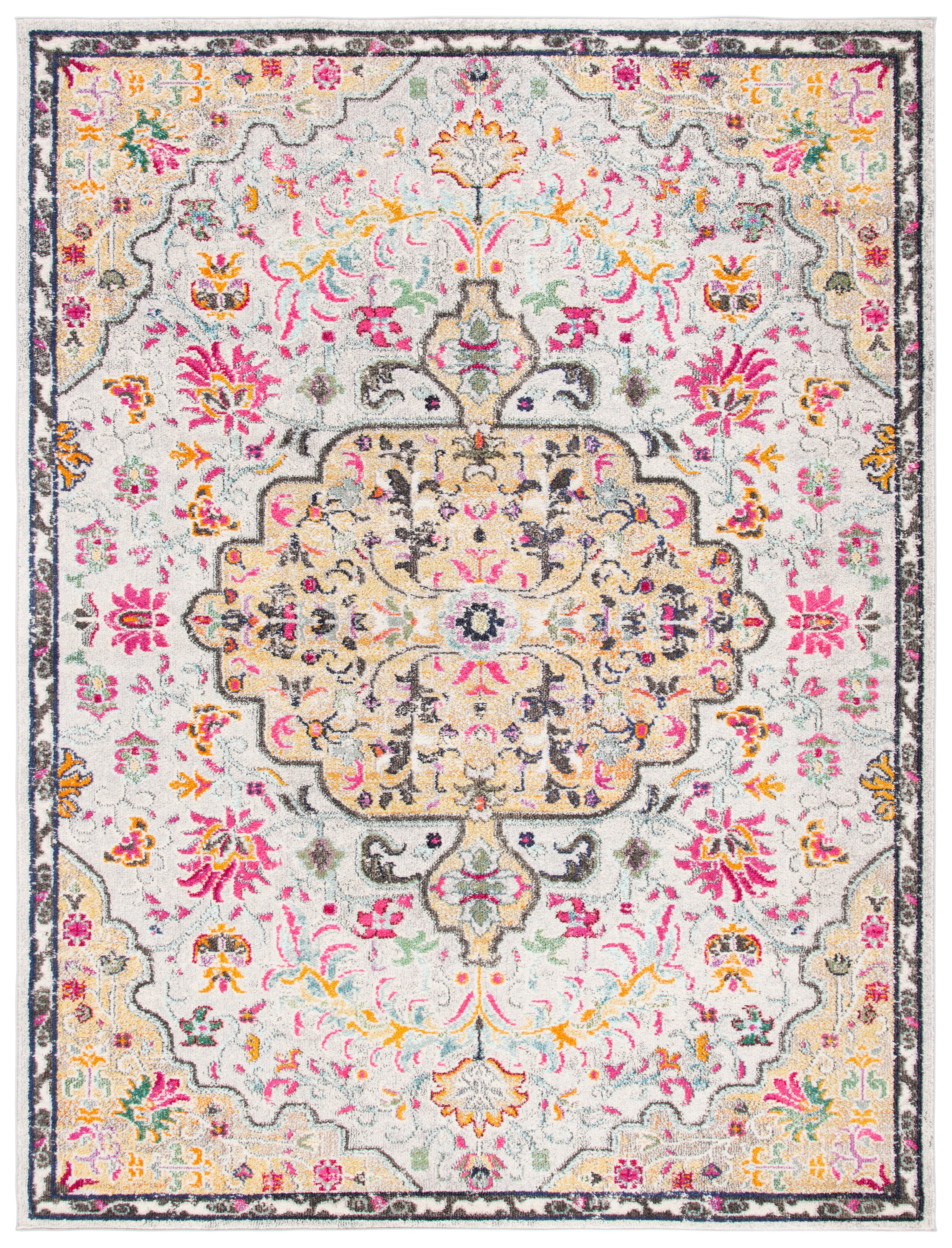 SAFAVIEH Madison Joandra Vintage Floral Area Rug, Grey/Gold, 9' x 12'