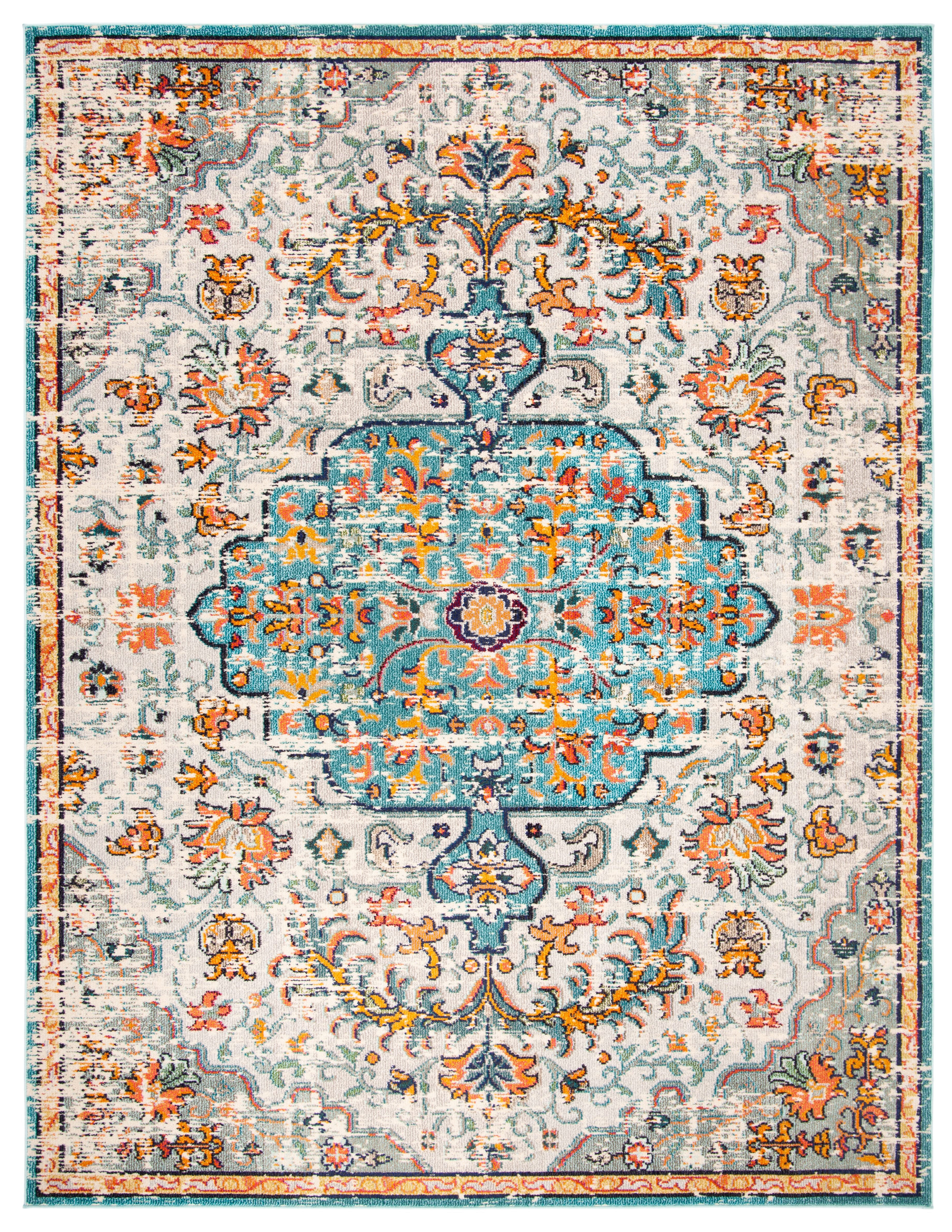 Chic Metro-Mod Grey & Light Blue 8' x 10' Synthetic Area Rug