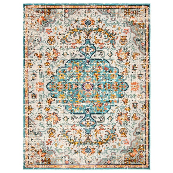 SAFAVIEH Madison Joandra Vintage Floral Area Rug, Grey/Light Blue, 8' x 10'