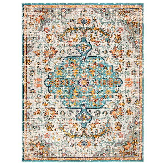 SAFAVIEH Madison Joandra Vintage Floral Area Rug, Grey/Light Blue, 9' x 12'
