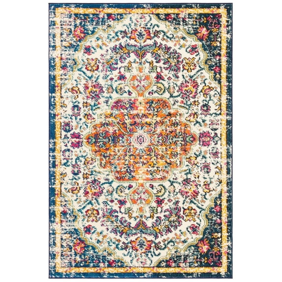 SAFAVIEH Madison Joandra Vintage Floral Area Rug, Ivory/Orange, 4' x 6'