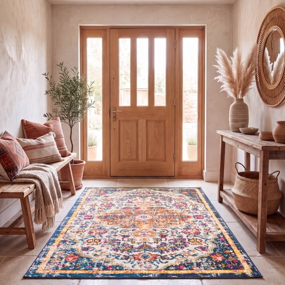 Safavieh Madison Joandra Southwestern Area Rug, Ivory/Orange, 5'3" x 7'6"