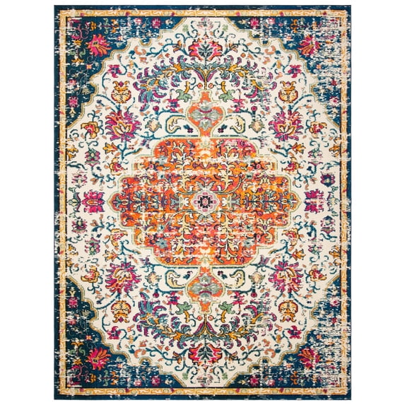 SAFAVIEH Madison Joandra Vintage Floral Area Rug, Ivory/Orange, 9' x 12'