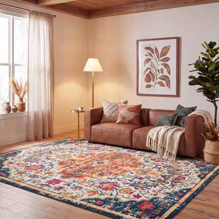 Safavieh Madison Joandra Southwestern Area Rug, Ivory/Orange, 9' x 12'