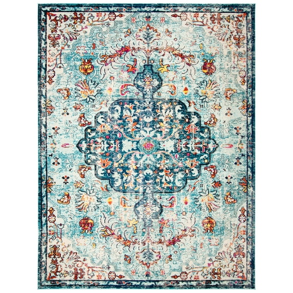 SAFAVIEH Madison Joandra Vintage Floral Area Rug, Navy/Light Blue, 9' x 12'