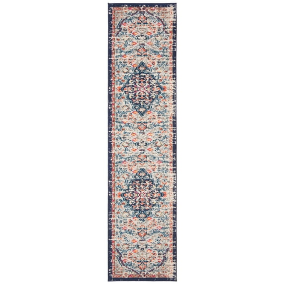 SAFAVIEH Madison Joandra Vintage Floral Runner Rug, Beige/Black, 2'2" x 12'