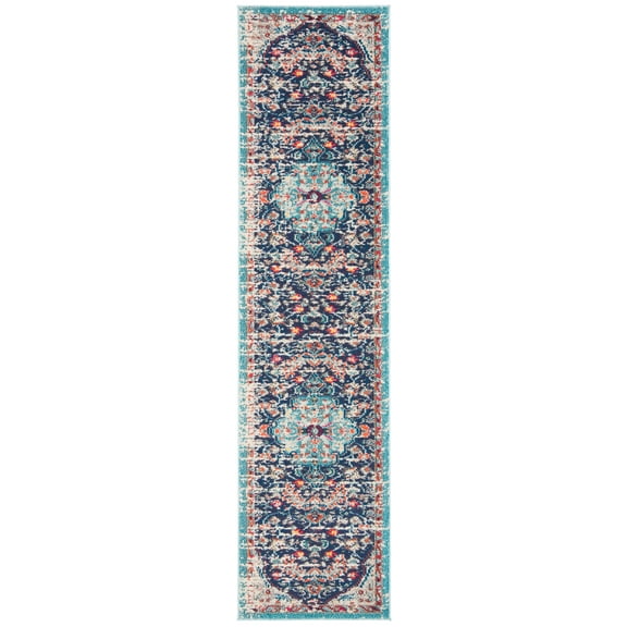 SAFAVIEH Madison Joandra Vintage Floral Runner Rug, Black/Teal, 2'2" x 6'