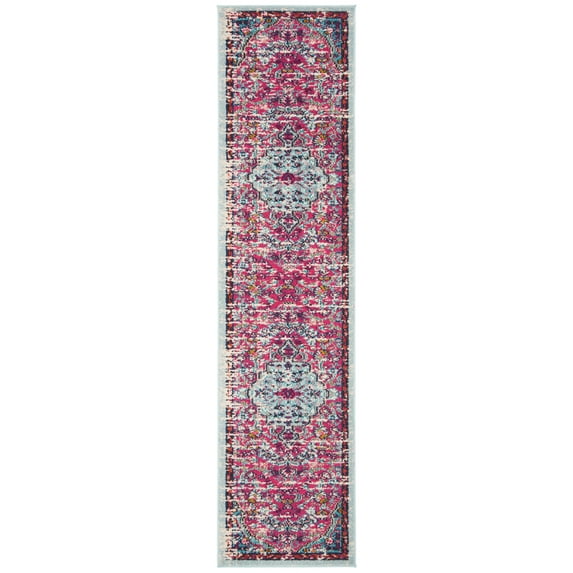 SAFAVIEH Madison Joandra Vintage Floral Runner Rug, Fuchsia/Teal, 2'2" x 14'