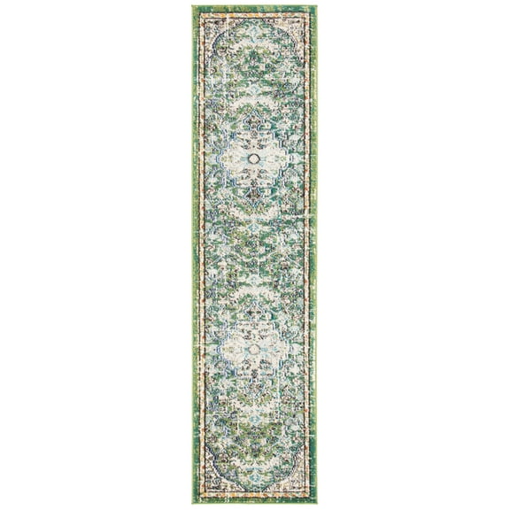 SAFAVIEH Madison Joandra Vintage Floral Runner Rug, Green/Turquoise, 2'2" x 6'