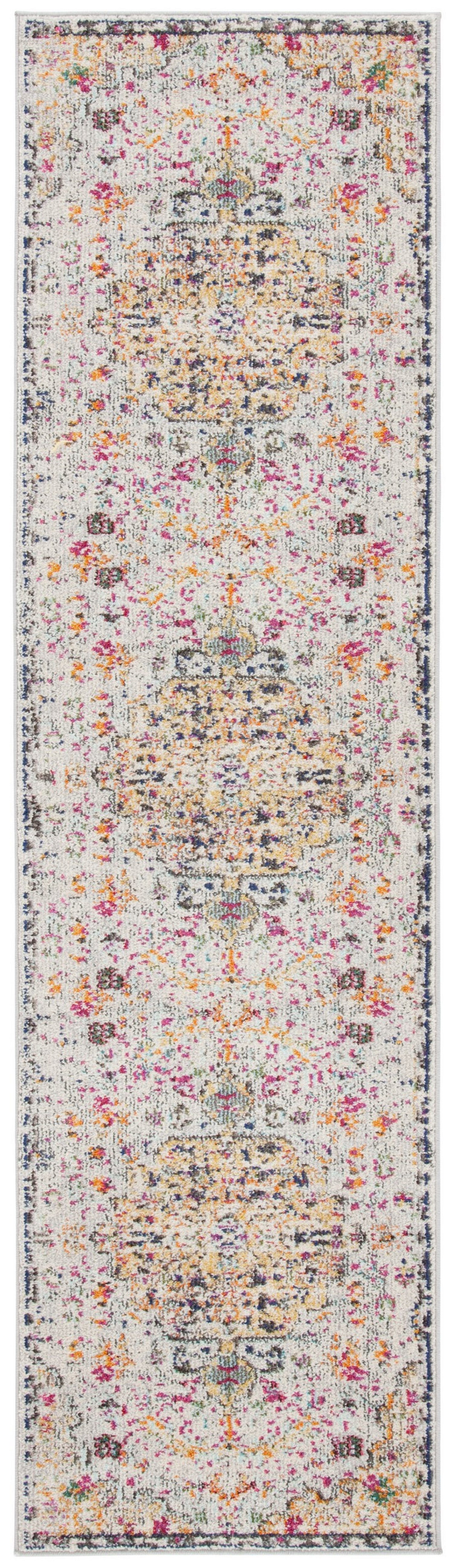 Elegant Grey & Gold Synthetic 2'2" x 12' Runner Rug