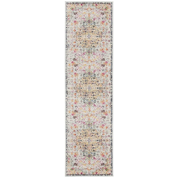 SAFAVIEH Madison Joandra Vintage Floral Runner Rug, Grey/Gold, 2'2" x 16'
