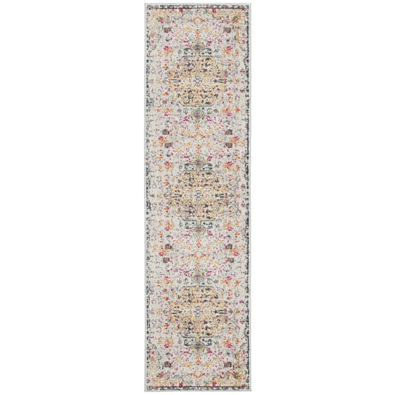 SAFAVIEH Madison Joandra Vintage Floral Runner Rug, Grey/Gold, 2'2" x 20'