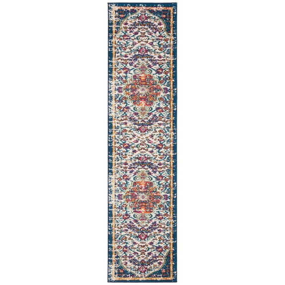 SAFAVIEH Madison Joandra Vintage Floral Runner Rug, Ivory/Orange, 2'2" x 10'
