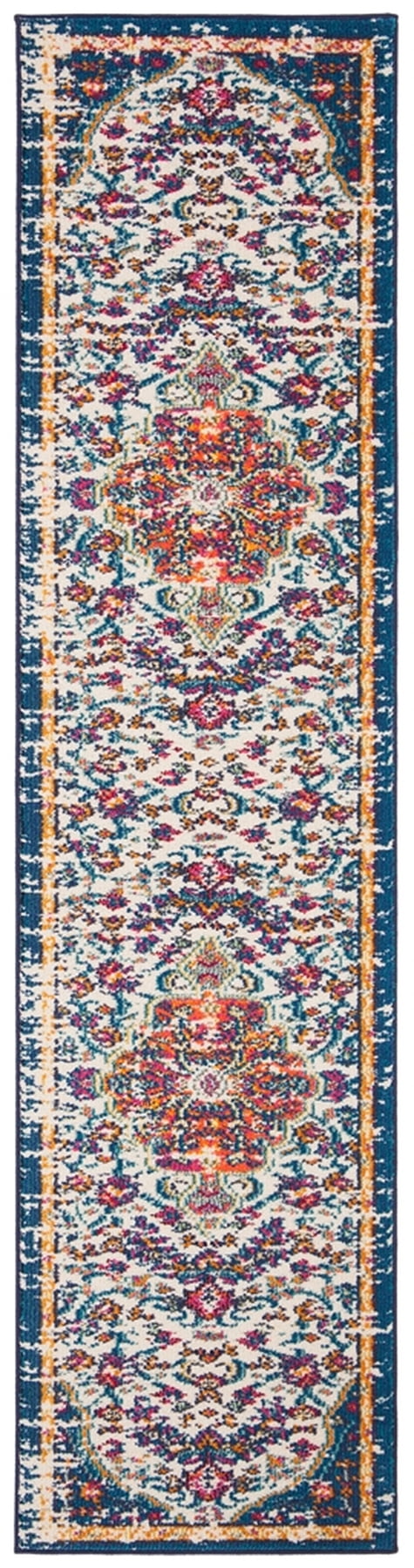 SAFAVIEH Madison Joandra Vintage Floral Runner Rug, Ivory/Orange, 2'2" x 22'