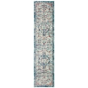 SAFAVIEH Madison Joandra Vintage Floral Runner Rug, Navy/Light Blue, 2'2" x 16'