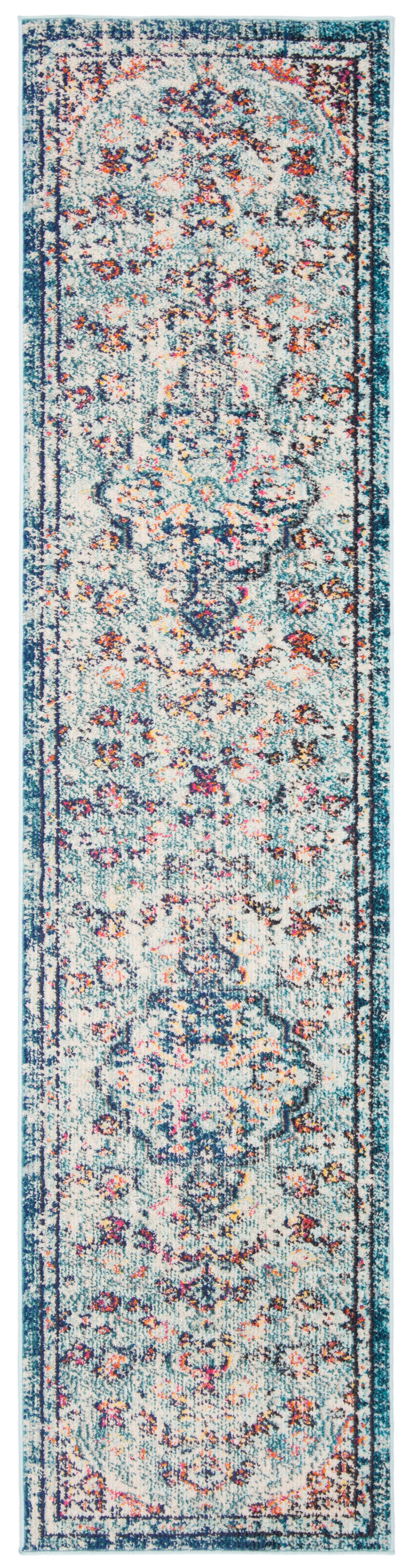 Madison Navy and Light Blue Synthetic Runner Rug, 2'2" x 6'