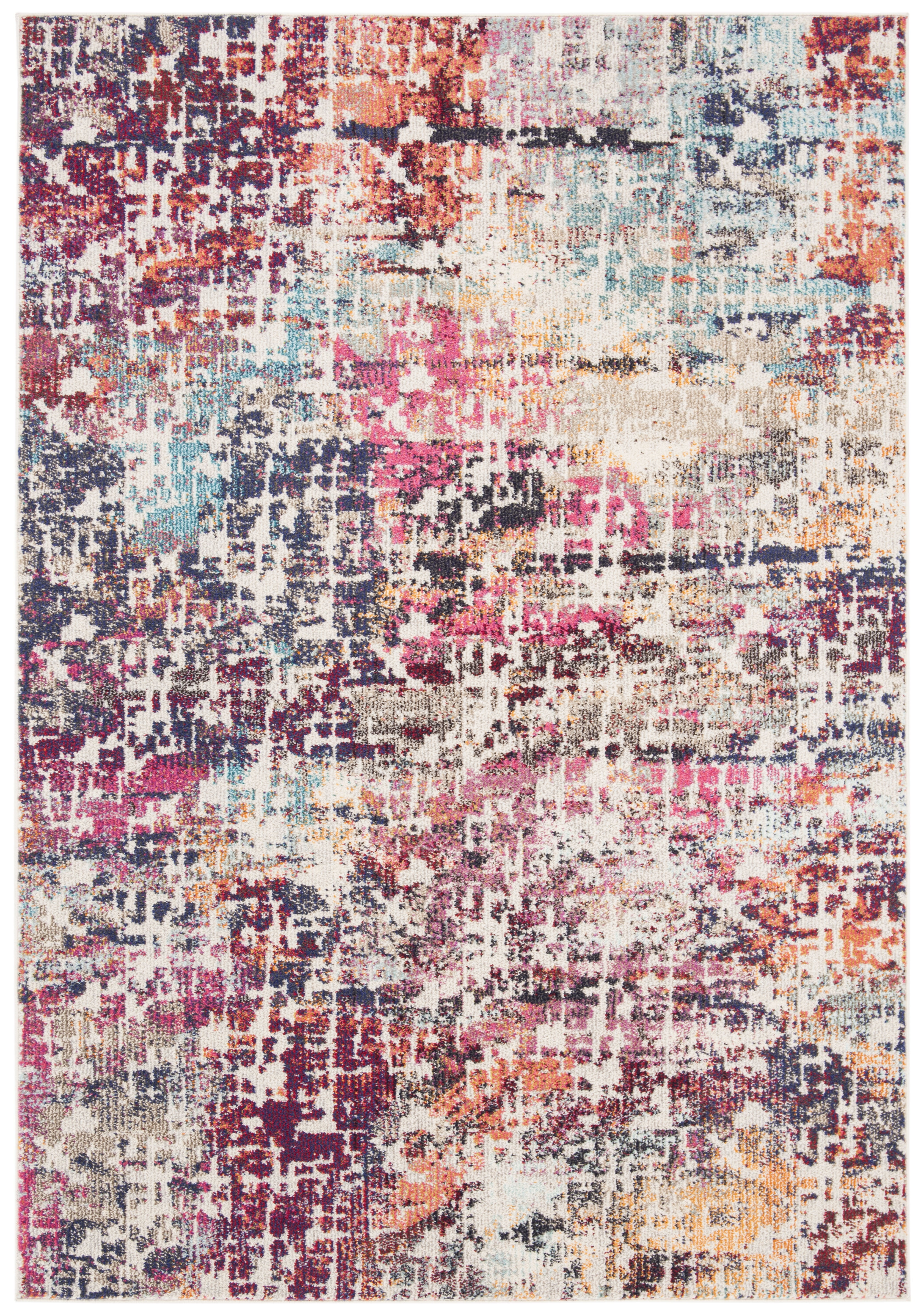 59" Red Synthetic Non-slip Rectangular Area Rug