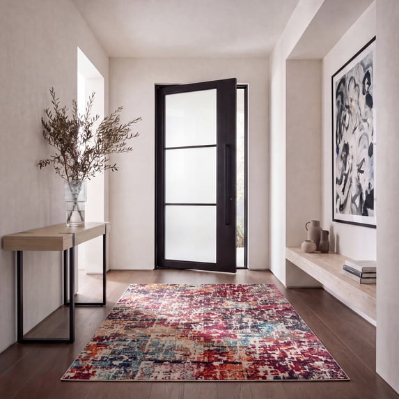Safavieh Madison Joella Abstract Area Rug, Red/Light Blue, 5'3" x 7'6"