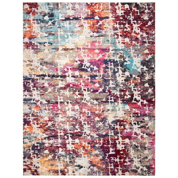 SAFAVIEH Madison Joella Abstract Area Rug, Red/Light Blue, 8' x 10'