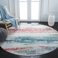 thumbnail image 1 of SAFAVIEH Madison Jovana Abstract Area Rug, Ivory/Blue, 6'7" x 6'7" Round, 1 of 9