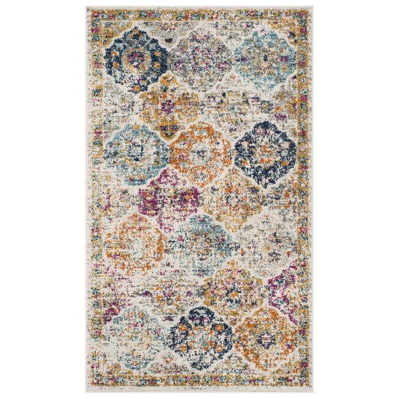 SAFAVIEH Madison Judith Distressed Area Rug, Cream/Multi, 4' x 6' - Transitional Modern Design, Cream & Multi, Non-Shedding & Easy Cleaning, Ideal for Living Room, Bedroom, Dining Space, Entryway, Ba