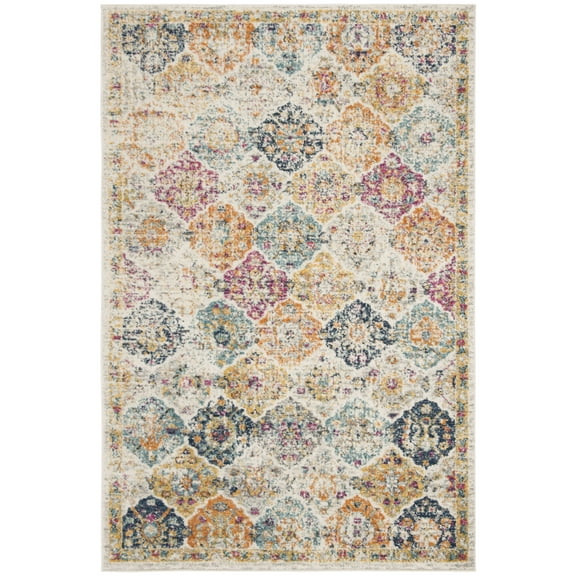 SAFAVIEH Madison Judith Distressed Area Rug, Cream/Multi, 6'7" x 9'2"