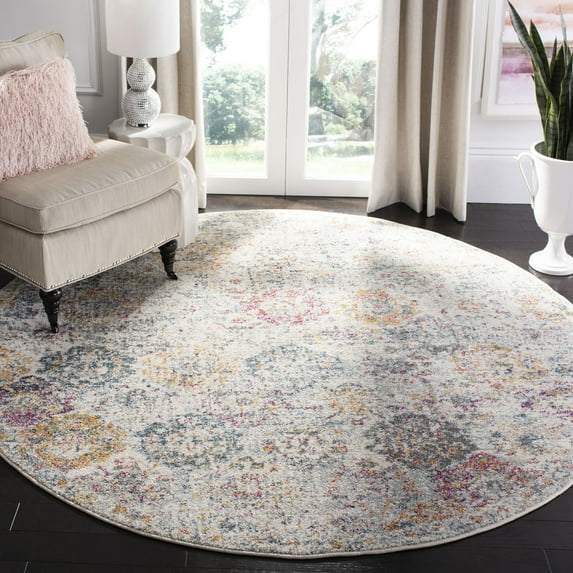 SAFAVIEH Round Rug 11' - Madison Collection - Large - Transitional Modern Design, Grey & Gold, Non-Shedding & Easy Cleaning, Ideal for Living Room, Bedroom, Dining Space (MAD611F)