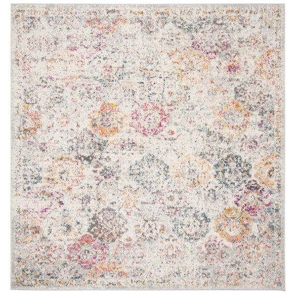 SAFAVIEH Madison Judith Distressed Area Rug, Grey/Gold, 4' x 4' Square