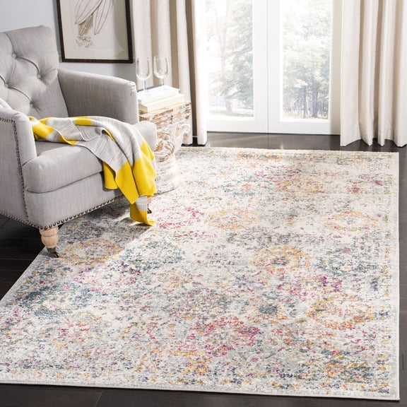 SAFAVIEH Area Rug 6'7"x9'2" - Madison Collection - Transitional Modern Design, Grey & Gold, Non-Shedding & Easy Cleaning, Ideal for Living Room, Bedroom, Dining Space (MAD611F)