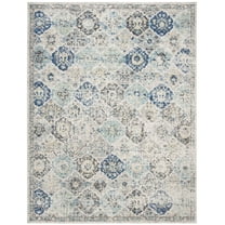 SAFAVIEH Madison Judith Distressed Area Rug, Ivory/Aqua, 12' x 18'