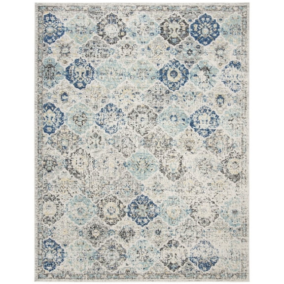 SAFAVIEH Madison Judith Distressed Area Rug, Ivory/Aqua, 12' x 18'