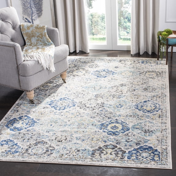SAFAVIEH Square Rug 3' - Madison Collection - Transitional Modern Design, Ivory & Aqua, Non-Shedding & Easy Cleaning, Ideal for Living Room, Bedroom, Dining Space (MAD611A)