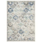 SAFAVIEH Madison Judith Distressed Area Rug, Ivory/Aqua, 5'1" x 7'6" - Transitional Modern Design, Ivory & Aqua, Non-Shedding & Easy Cleaning, Ideal for Living Room, Bedroom, Dining Space