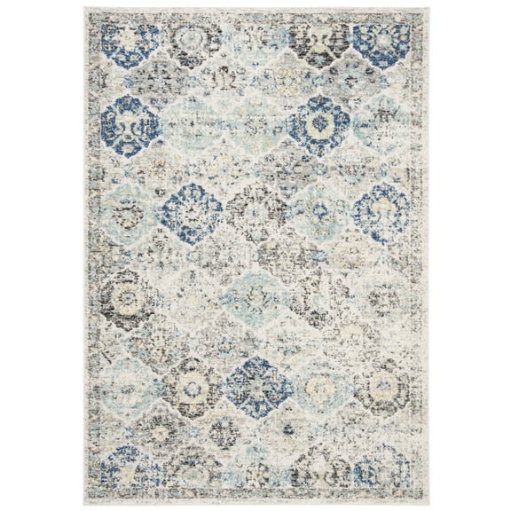 SAFAVIEH Madison Judith Distressed Area Rug, Ivory/Aqua, 5'1" x 7'6"
