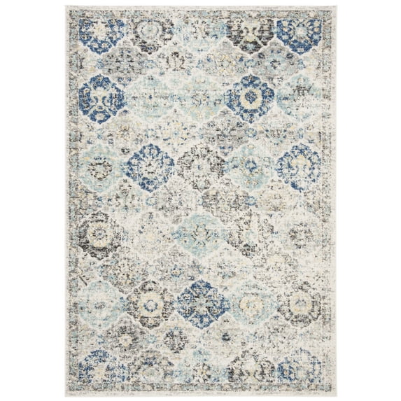 SAFAVIEH Madison Judith Distressed Area Rug, Ivory/Aqua, 5'1" x 7'6" - Transitional Modern Design, Ivory & Aqua, Non-Shedding & Easy Cleaning, Ideal for Living Room, Bedroom, Dining Space