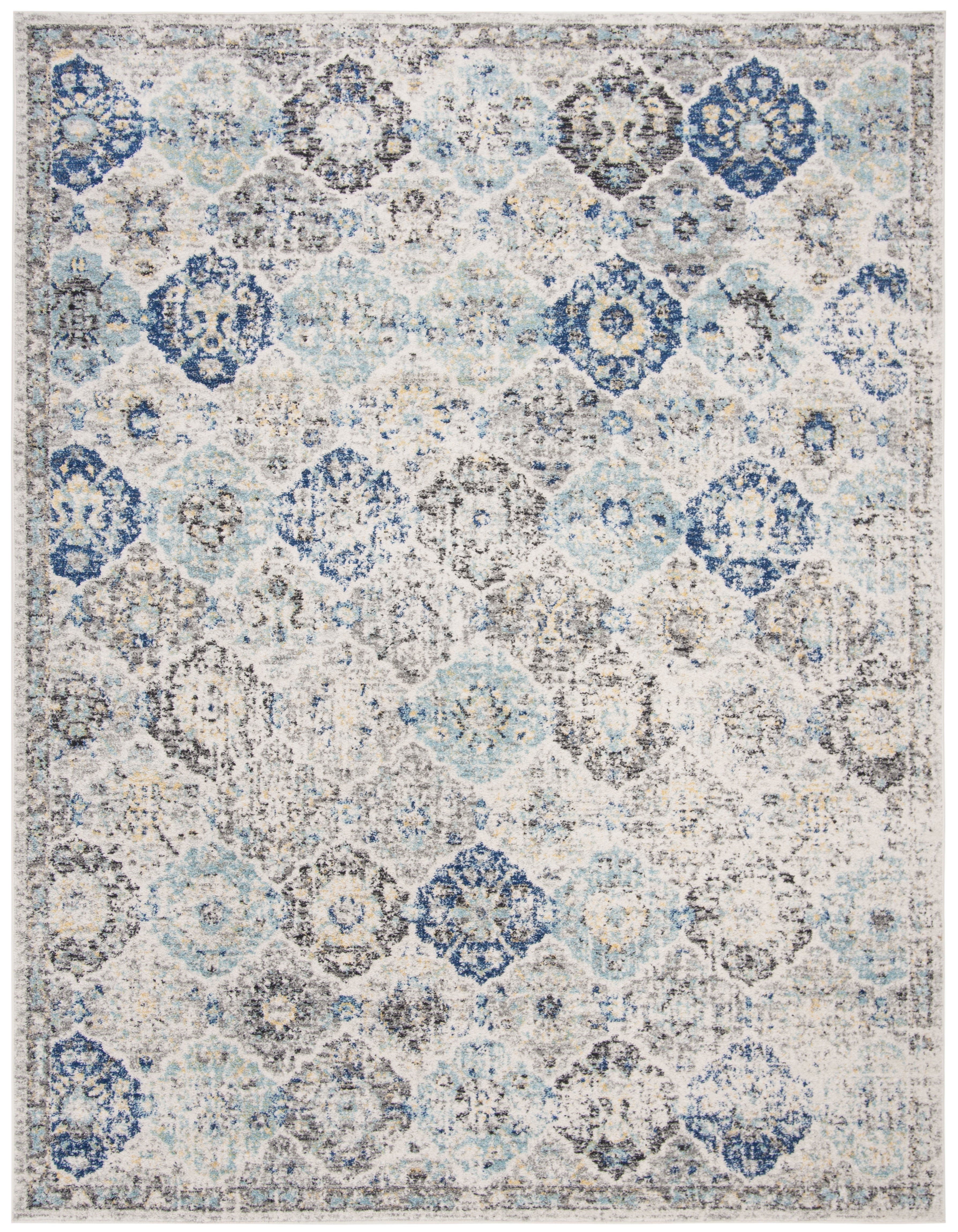 Elegant Ivory and Aqua 8' x 10' Hand-Knotted Cotton Blend Area Rug