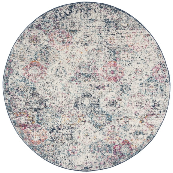 SAFAVIEH Madison Judith Geometric Area Rug, Navy/Teal, 11' x 11' Round