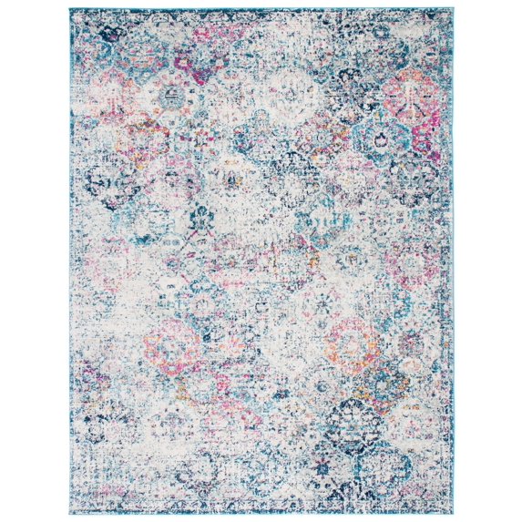 SAFAVIEH Madison Judith Distressed Area Rug, Navy/Teal, 12' x 15' - X-Large - Transitional Modern Design, Navy & Teal, Non-Shedding & Easy Cleaning, Ideal for Living Room, Bedroom, Dining Space