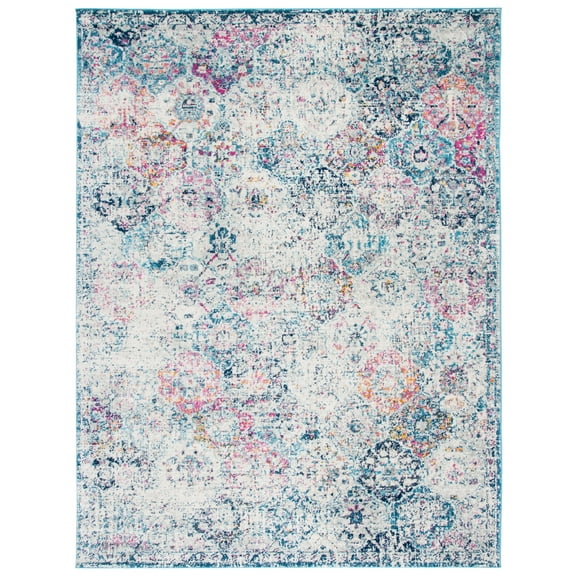 SAFAVIEH Madison Judith Distressed Area Rug, Navy/Teal, 8' x 10'