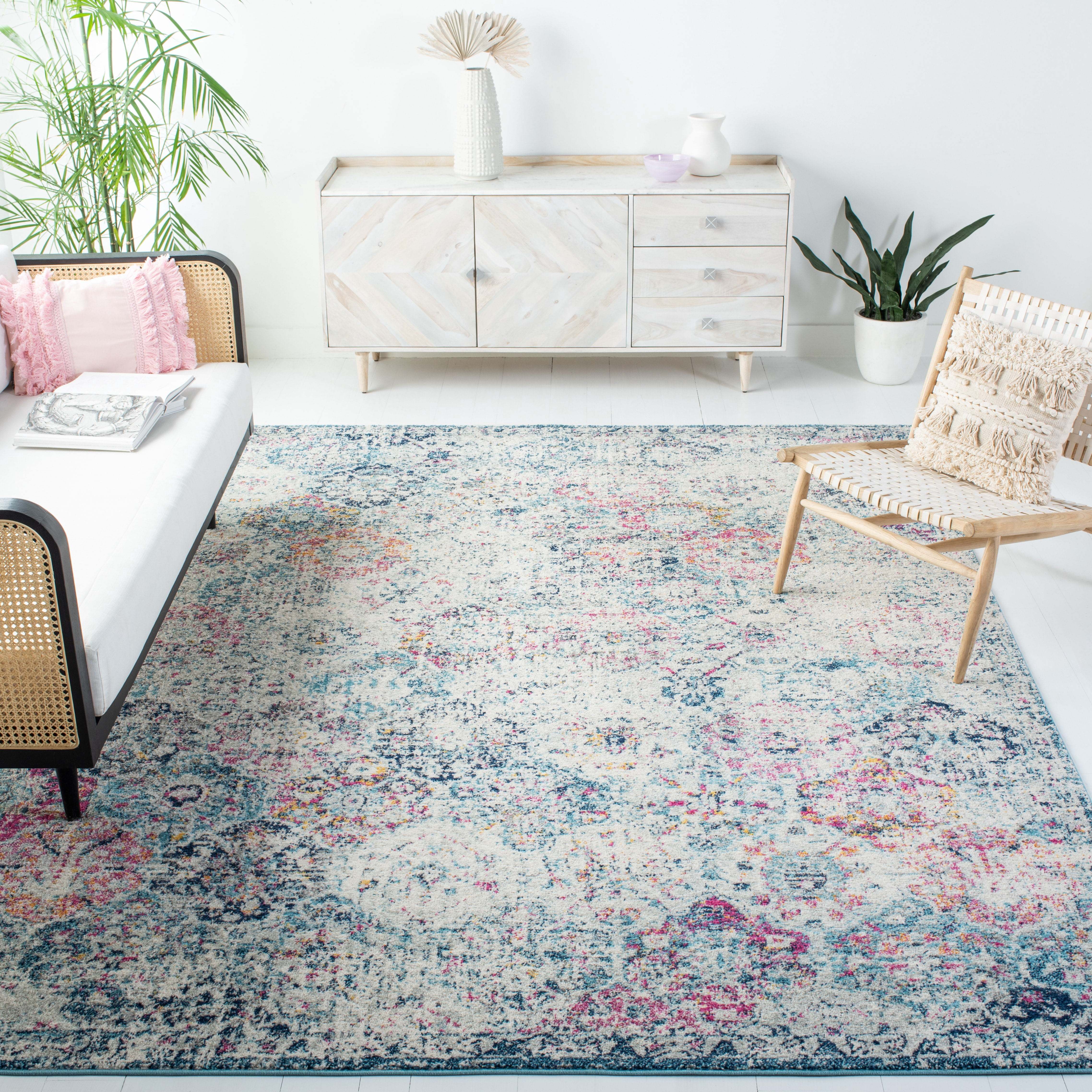 SAFAVIEH Area Rug 9x12 - Madison Collection - Large - Transitional Modern Design, Navy & Teal, Non-Shedding & Easy Cleaning, Ideal for Living Room, Bedroom, Dining Space (MAD611N)