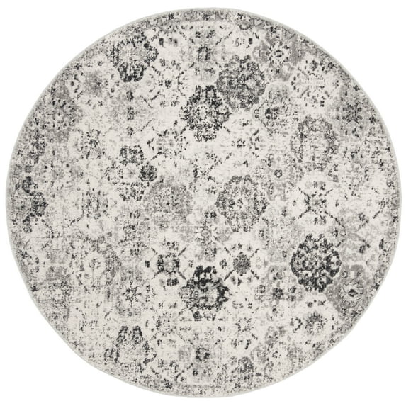 SAFAVIEH Madison Judith Distressed Area Rug, Silver/Grey, 3' x 3' Round