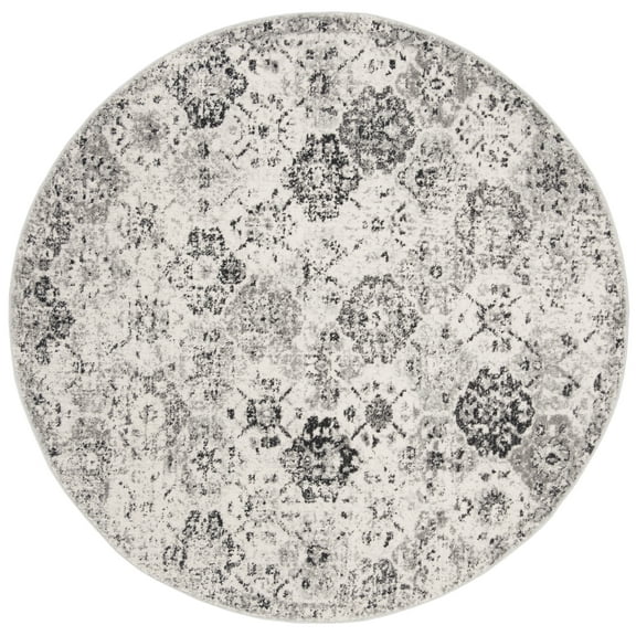 SAFAVIEH Madison Judith Distressed Area Rug, Silver/Grey, 4' x 4' Round