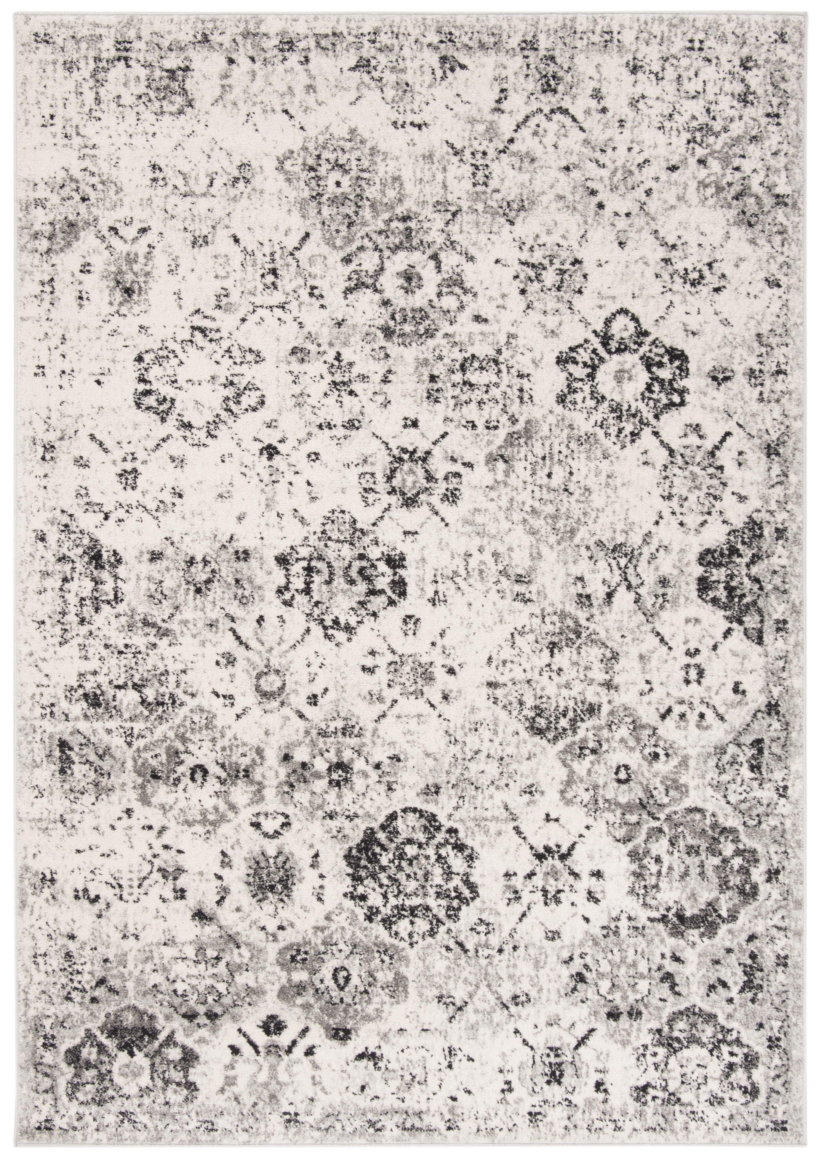 Reversible Silver Grey Synthetic Rectangular Rug - Easy Care and Stain-Resistant
