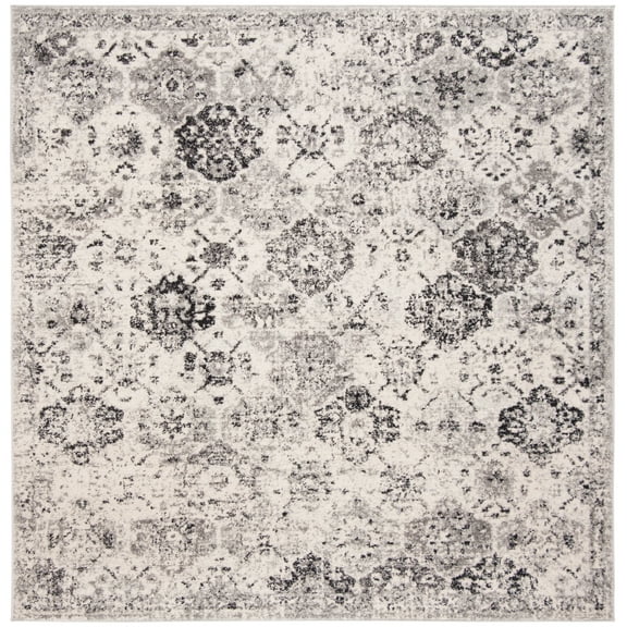 SAFAVIEH Madison Judith Distressed Area Rug, Silver/Grey, 5' x 5' Square