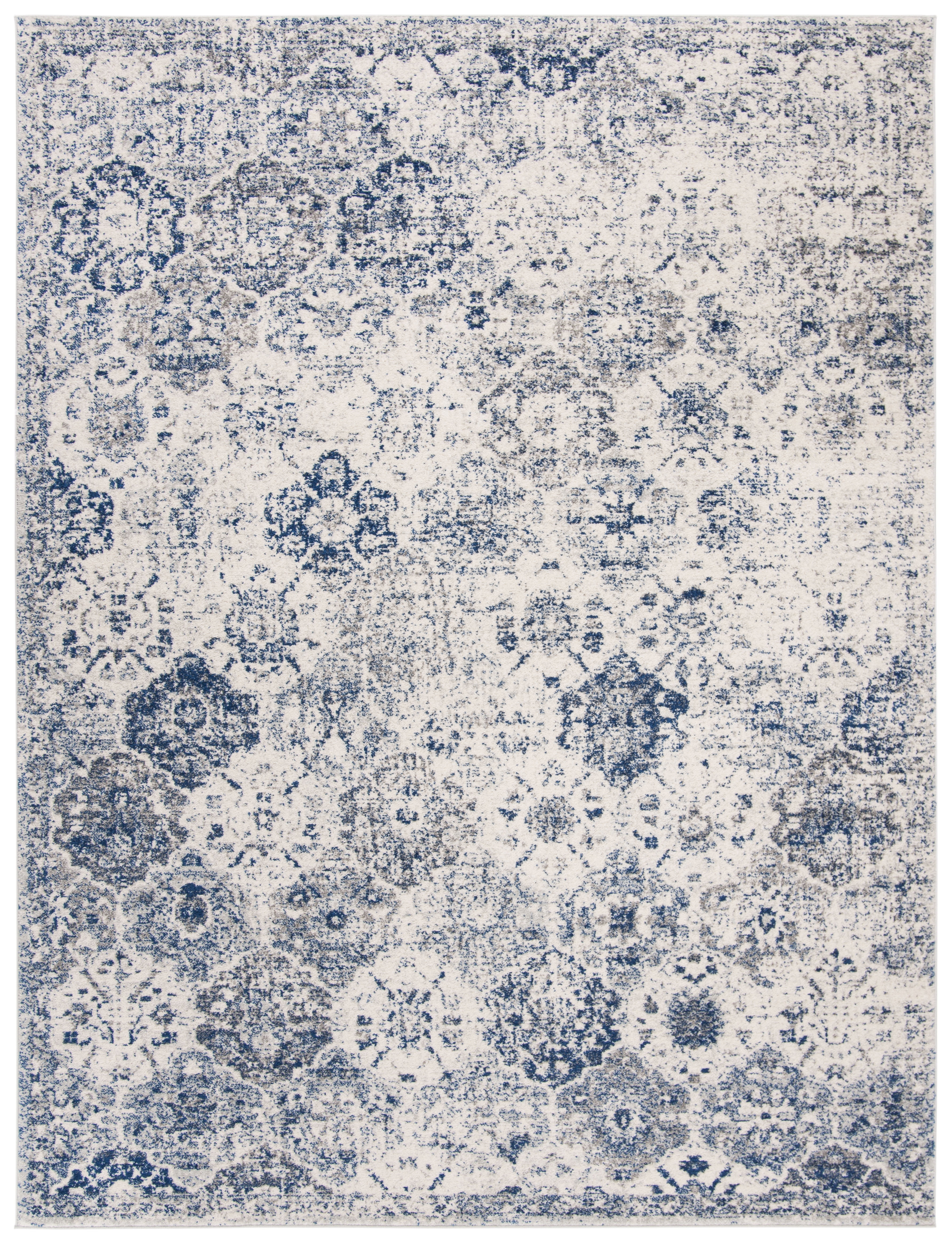 Madison Blue and White Distressed Synthetic Area Rug
