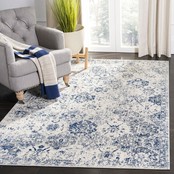 Safavieh Madison Rug Collection Geometric Nature & Floral Power Loomed White Runner Rugs, 2'3"x4', Stain Resistant