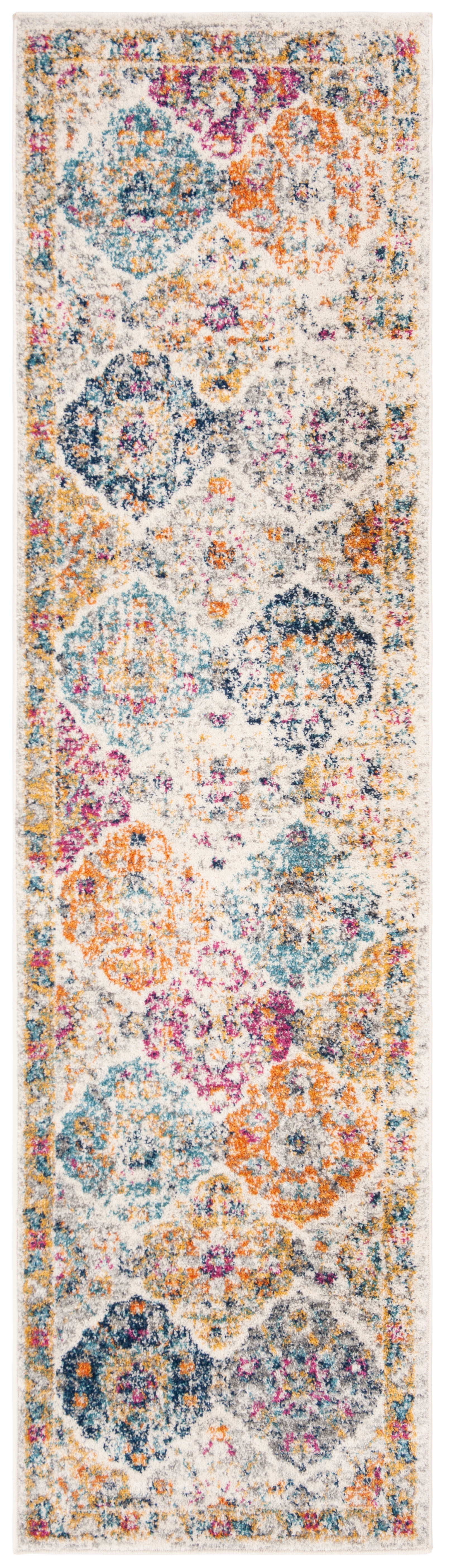 SAFAVIEH Madison Judith Distressed Runner Rug, Cream/Multi, 2'3" x 18' - Transitional Modern Design, Cream & Multi, Non-Shedding & Easy Cleaning, Ideal for Living Room, Bedroom, Dining Space, Entrywa